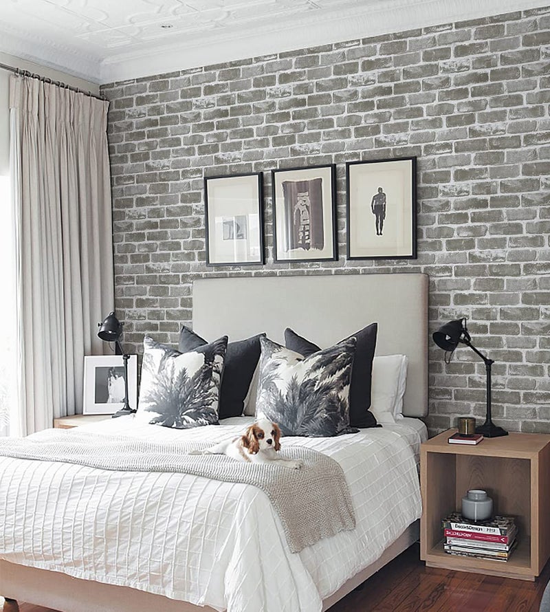 Timeet 17.7"Ã—197" 3D Gray Brick Wallpaper Peel and Stick Wallpaper Self Adhesive Contact Paper Faux Brick Textured Wallpaper for Room Wall Decor Vinyl Film Roll - Image 3